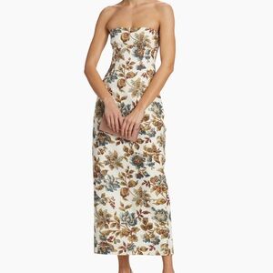 Eleanora Floral Strapless Midi Dress size 0 zero worn once on honeymoon